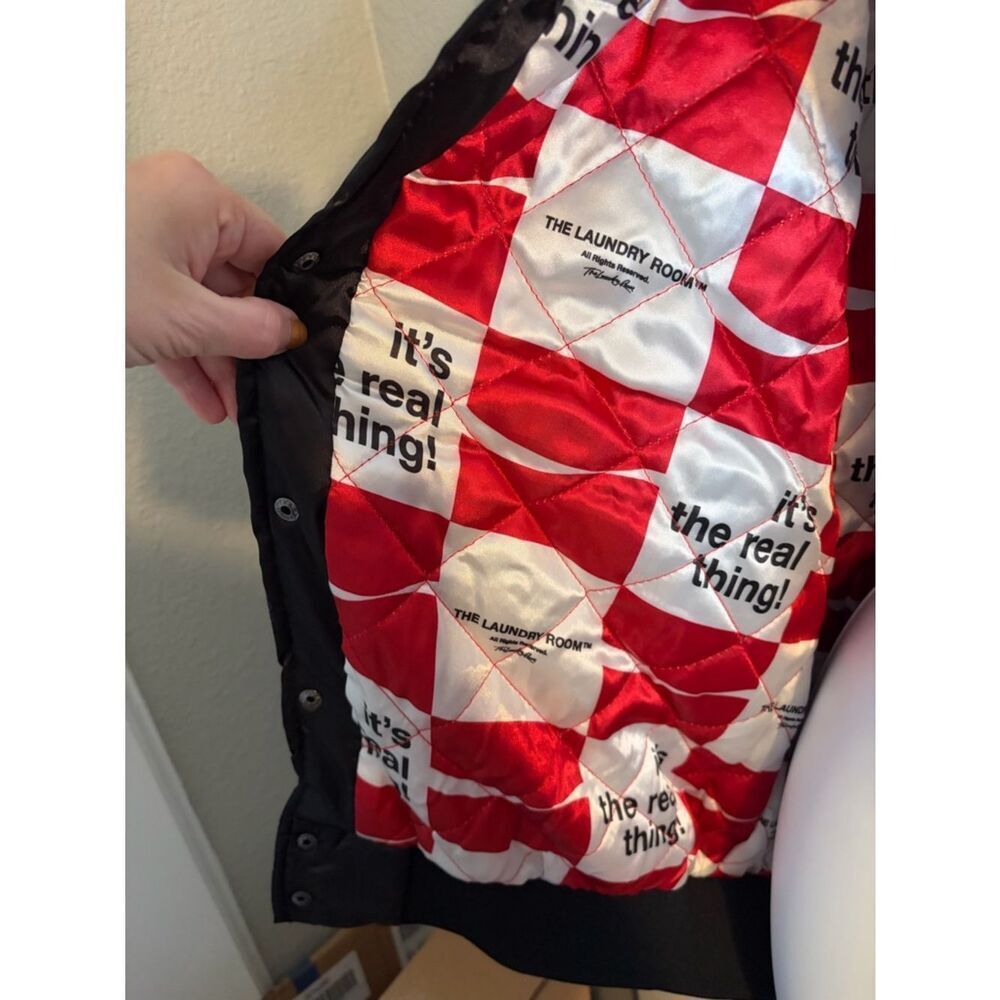 The Laundry Room Coca Cola Racing Satin Stadium Jacket Black w/ Bottle Opener L - Picture 7 of 11